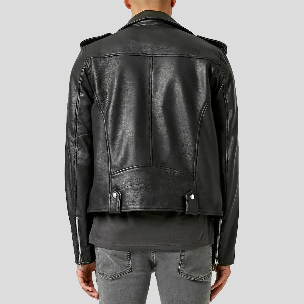 Cimarron Black Motorcycle Leather Jacket for Men