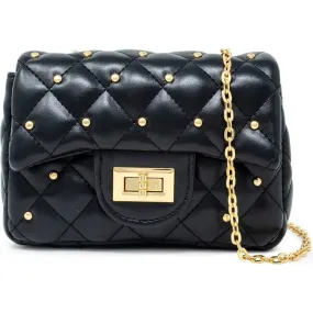 Classic Quilted Stud Mini Bag - Black