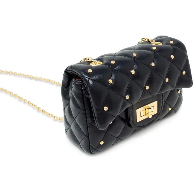 Classic Quilted Stud Mini Bag - Black