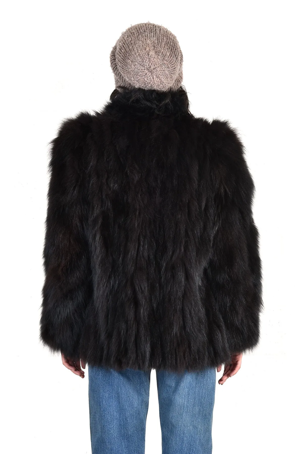 Claudia Shaggy Black Fox Fur Coat