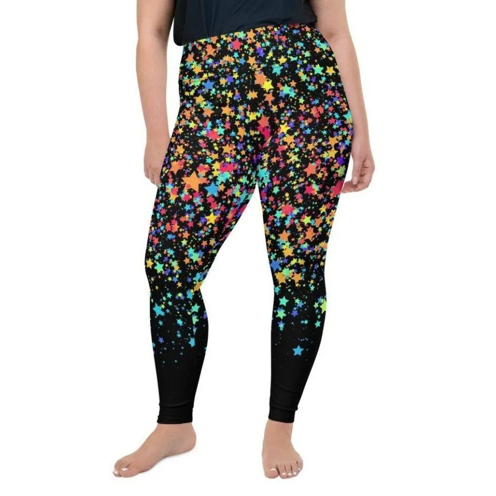 Colorful Gradient Stars Plus Size Leggings