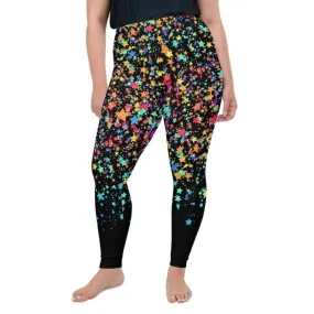 Colorful Gradient Stars Plus Size Leggings