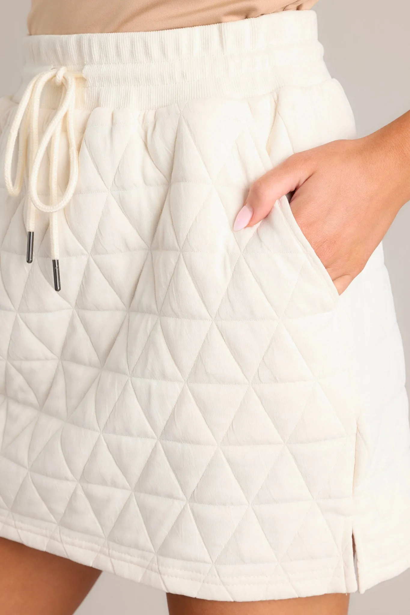 Cozy Couture Ivory Quilted Mini Skirt