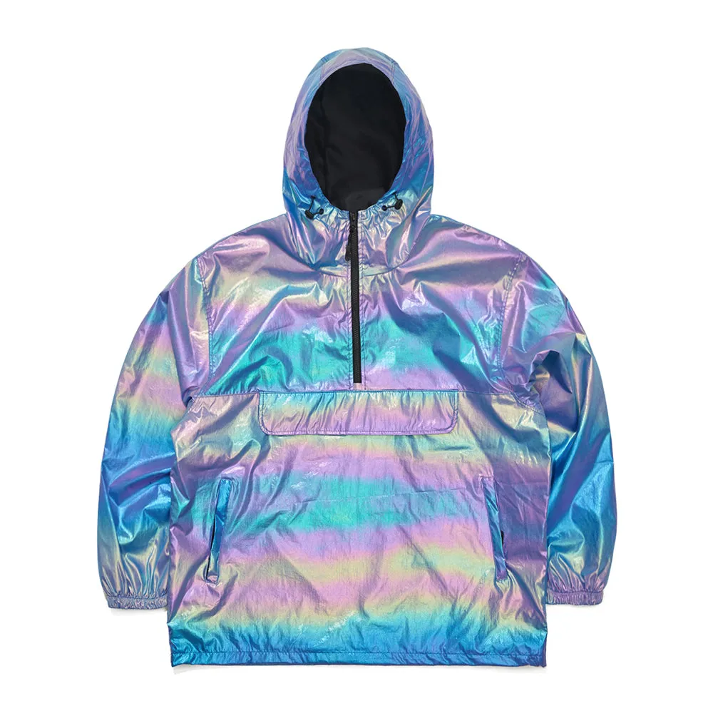 COZY HOODED ANORAK JACKET HOLOGRAM BLUE