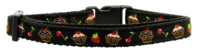 Cupcakes Nylon Ribbon Collar Black Cat Safety