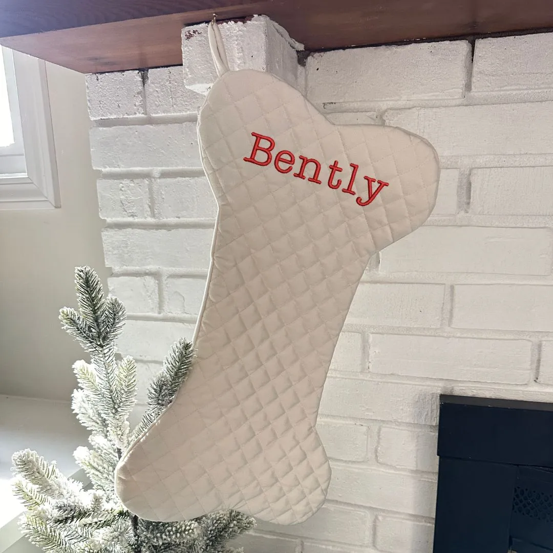 Custom Quilted Dog Bone Embroidered Christmas Stockings