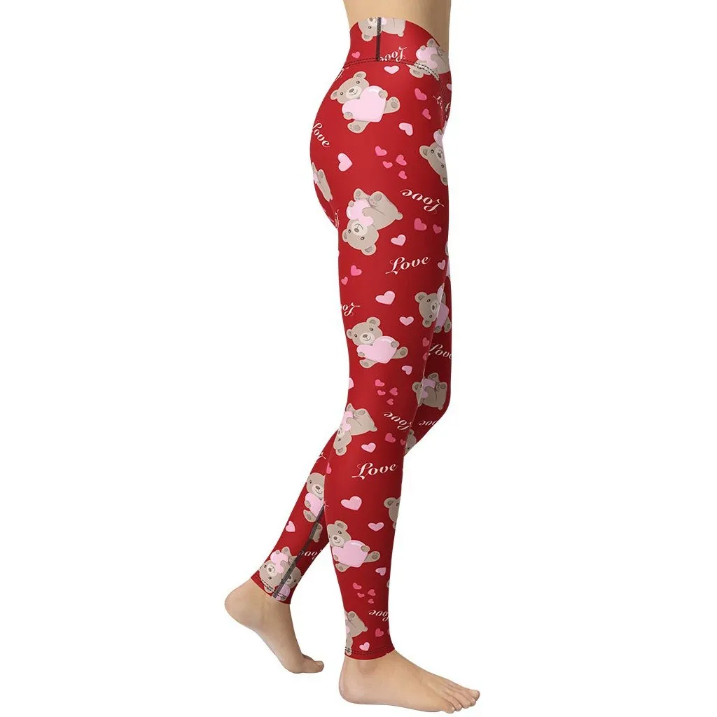 Cute Teddy Bear Yoga Leggings