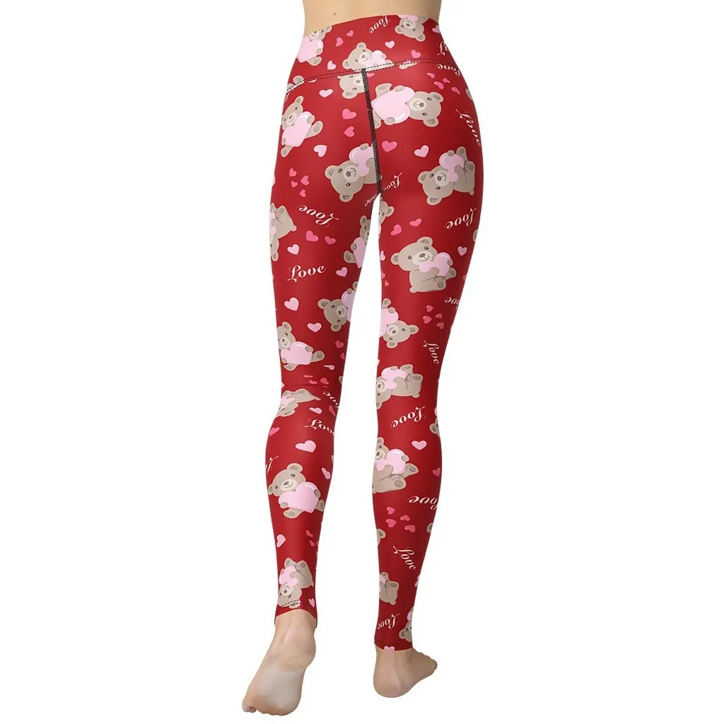 Cute Teddy Bear Yoga Leggings