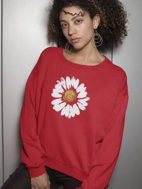 Daisy Flower Brush Style Paint Sweatshirt Women's -GoatDeals Designs