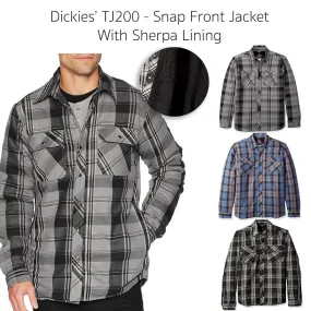 Dickies Men's TJ200 Modern Fit Sherpa Lined Snap Front Plaid Jacket