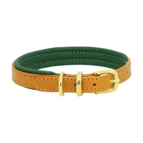 Dogs & Horses Padded Leather Dog Collar - Tan & Burghley