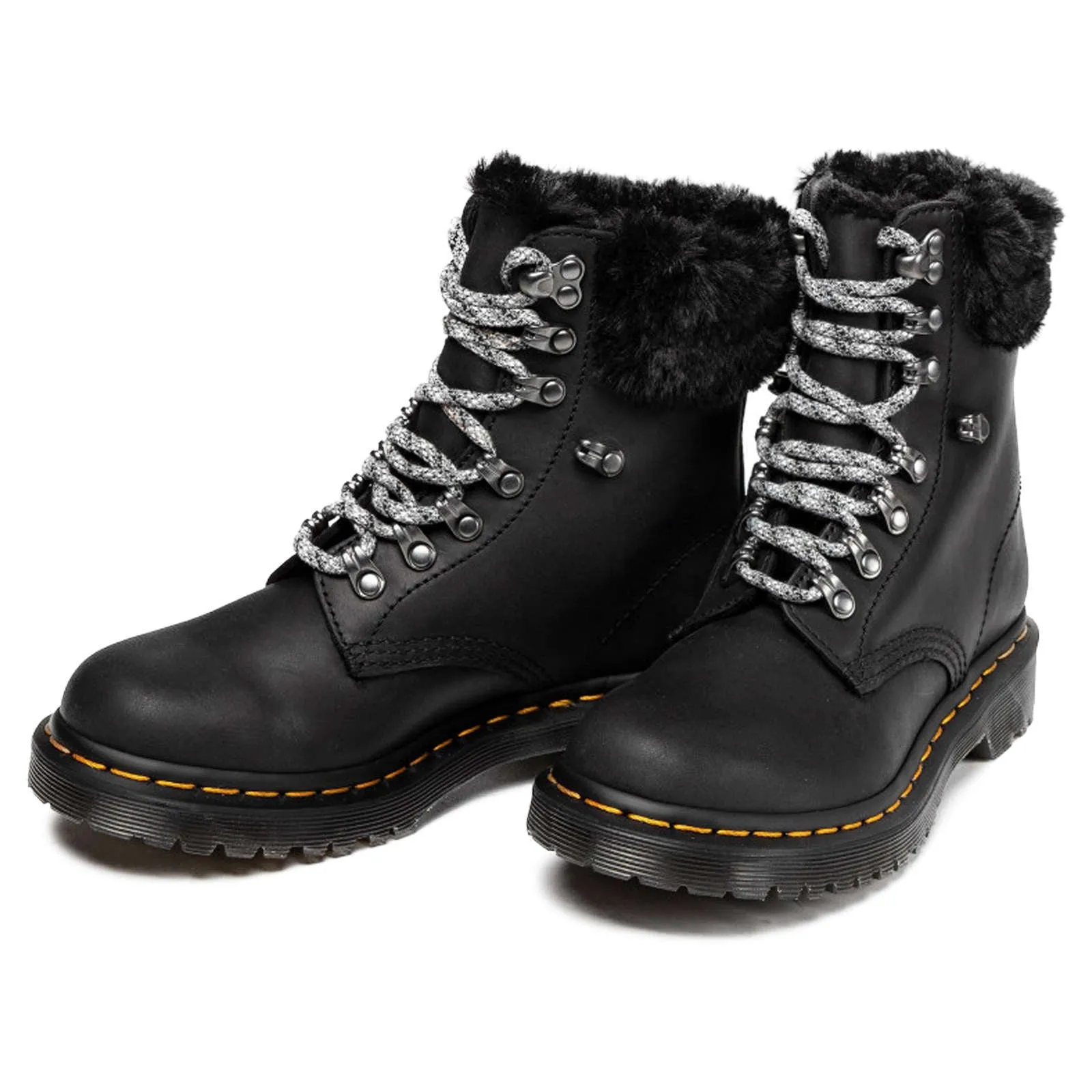 Dr. Martens 1460 Serena Collar Smooth Waxy Leather Women's Fur-lined Ankle Boots