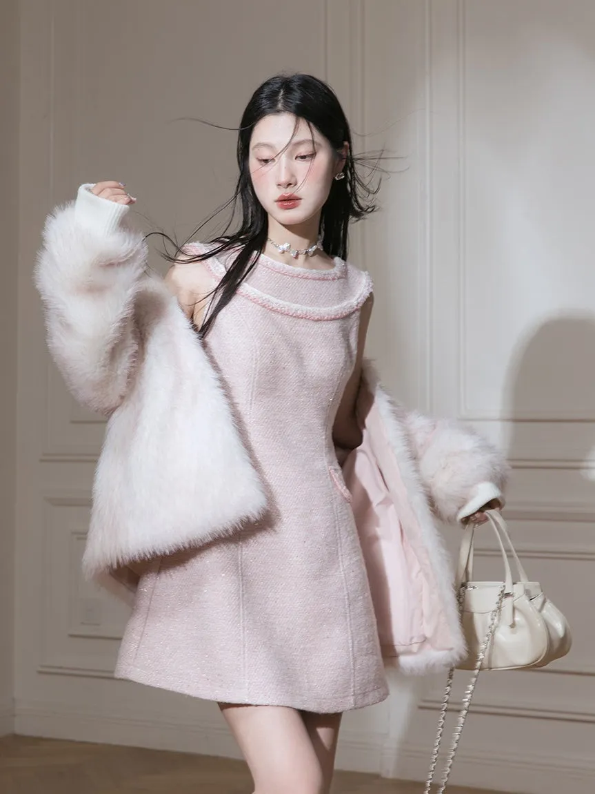 Eco-friendly No-Collar Fur Coat