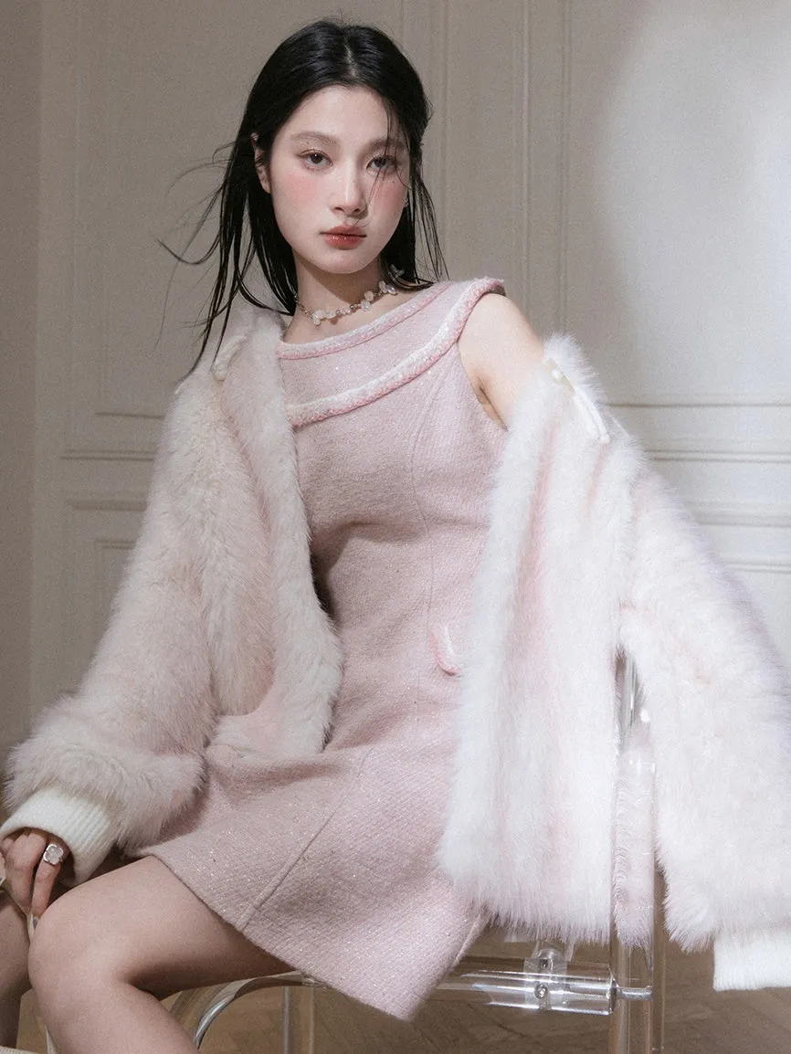 Eco-friendly No-Collar Fur Coat