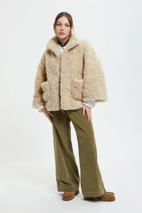 Eco Fur Stand Up Collar Coat