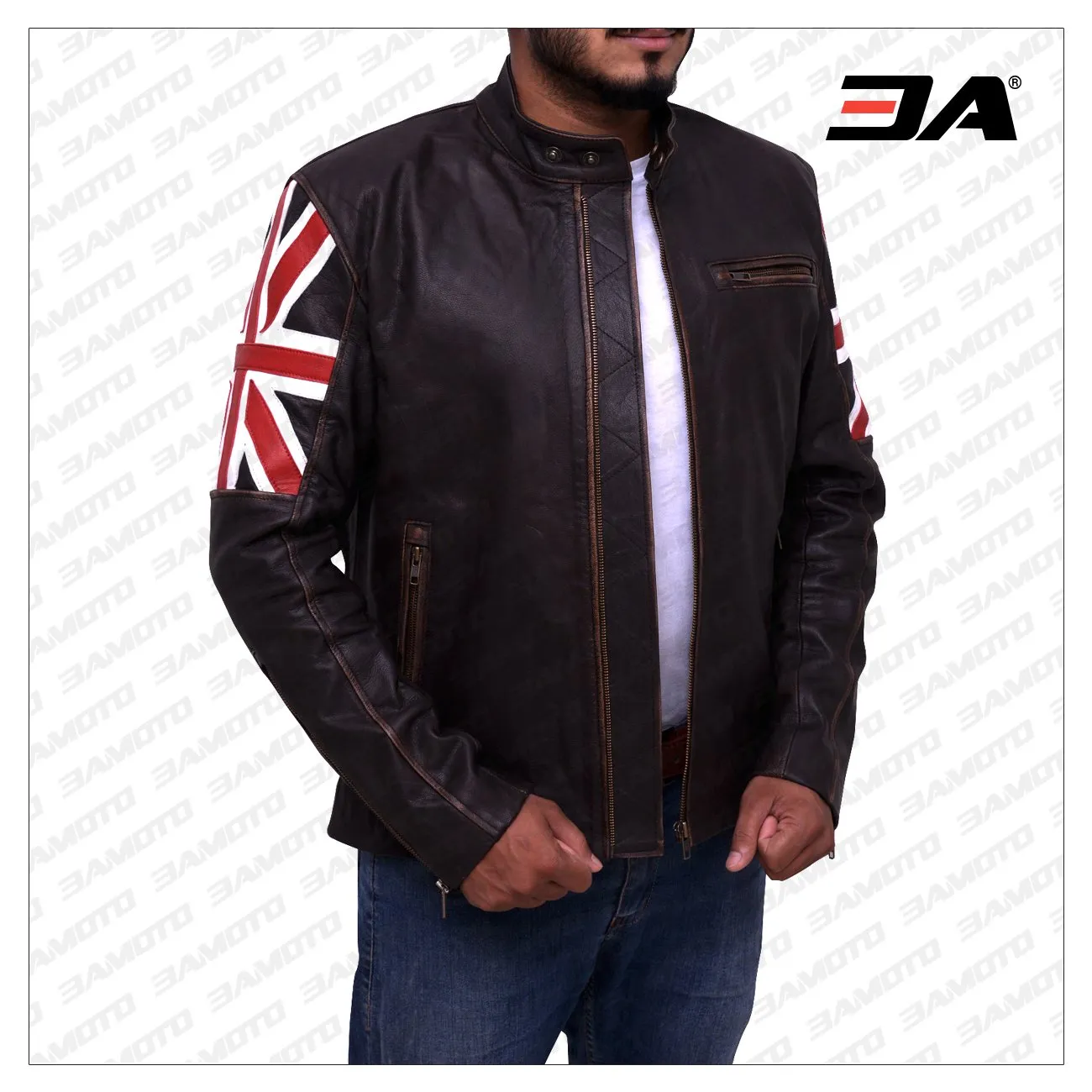 England Flag Biker Leather Jacket