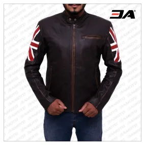 England Flag Biker Leather Jacket