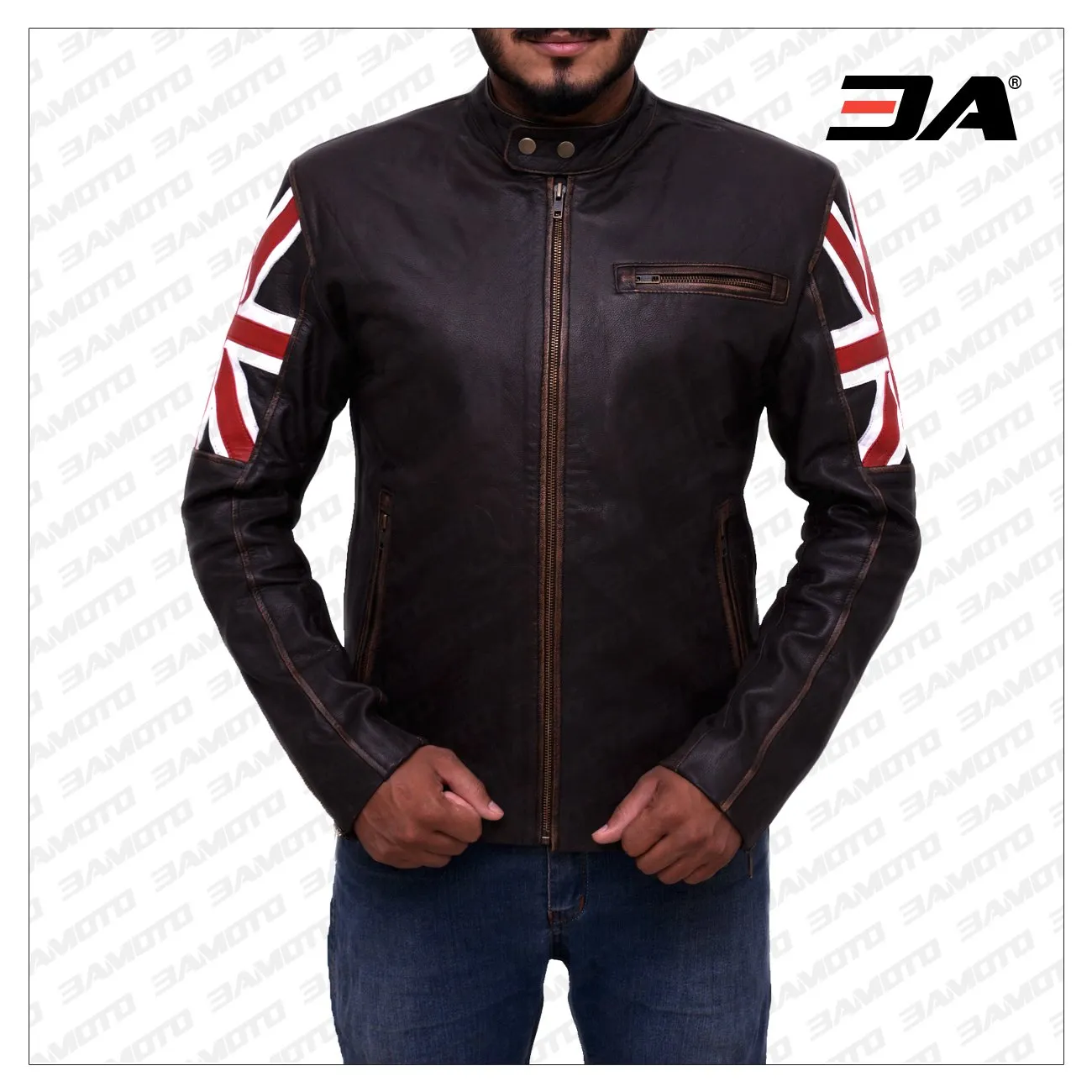 England Flag Biker Leather Jacket