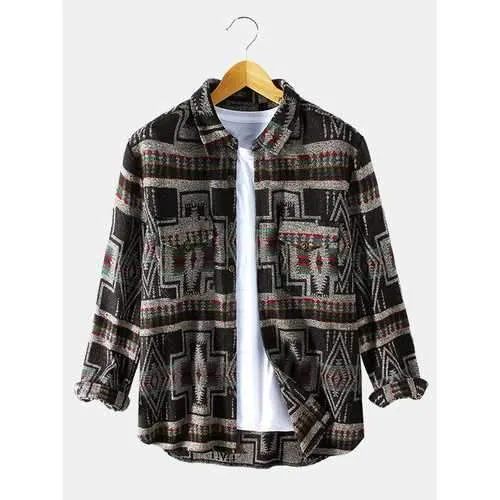 Ethnic Totem Printed Woolen Jacket