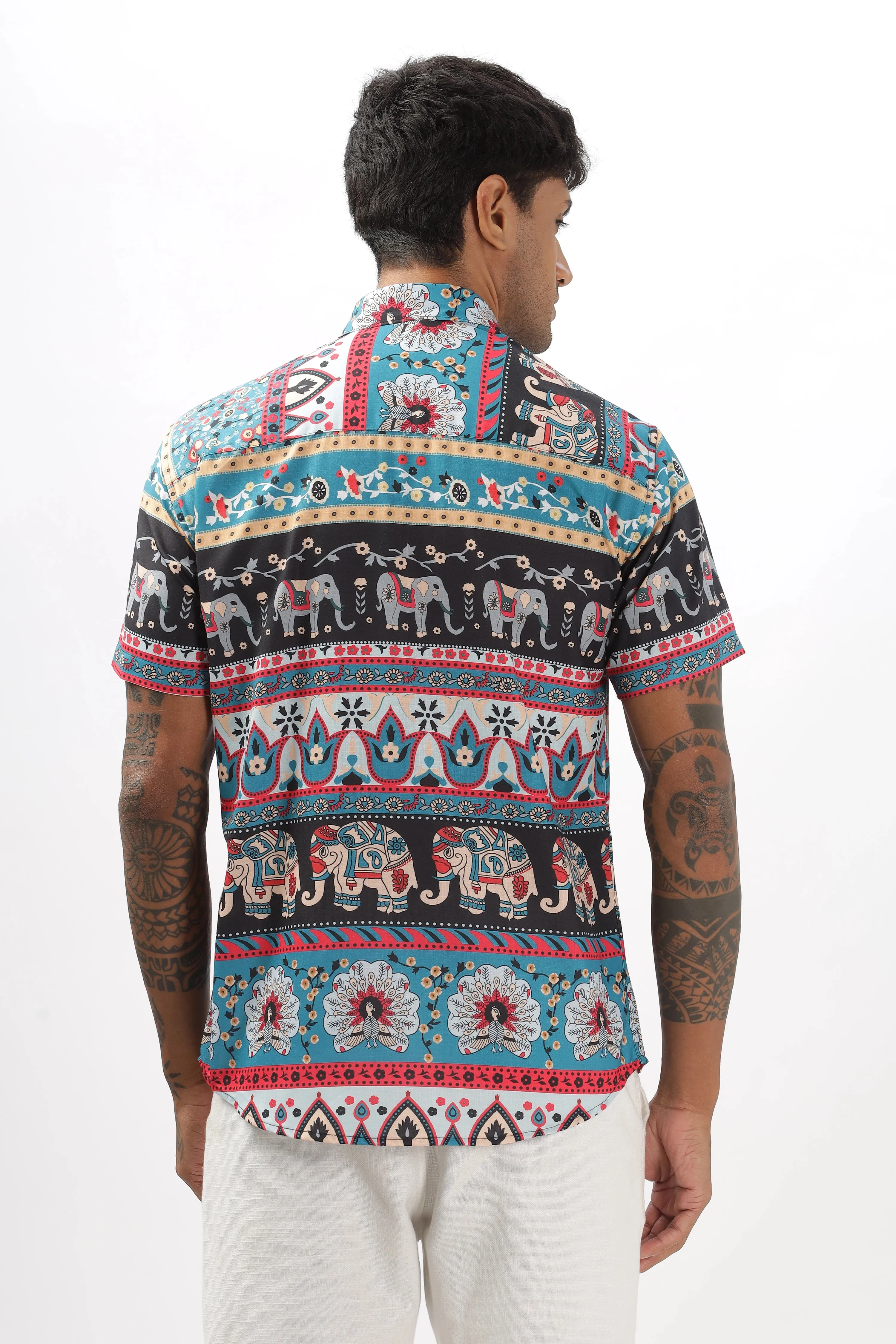 Ethnic tribal elephant printed shirt