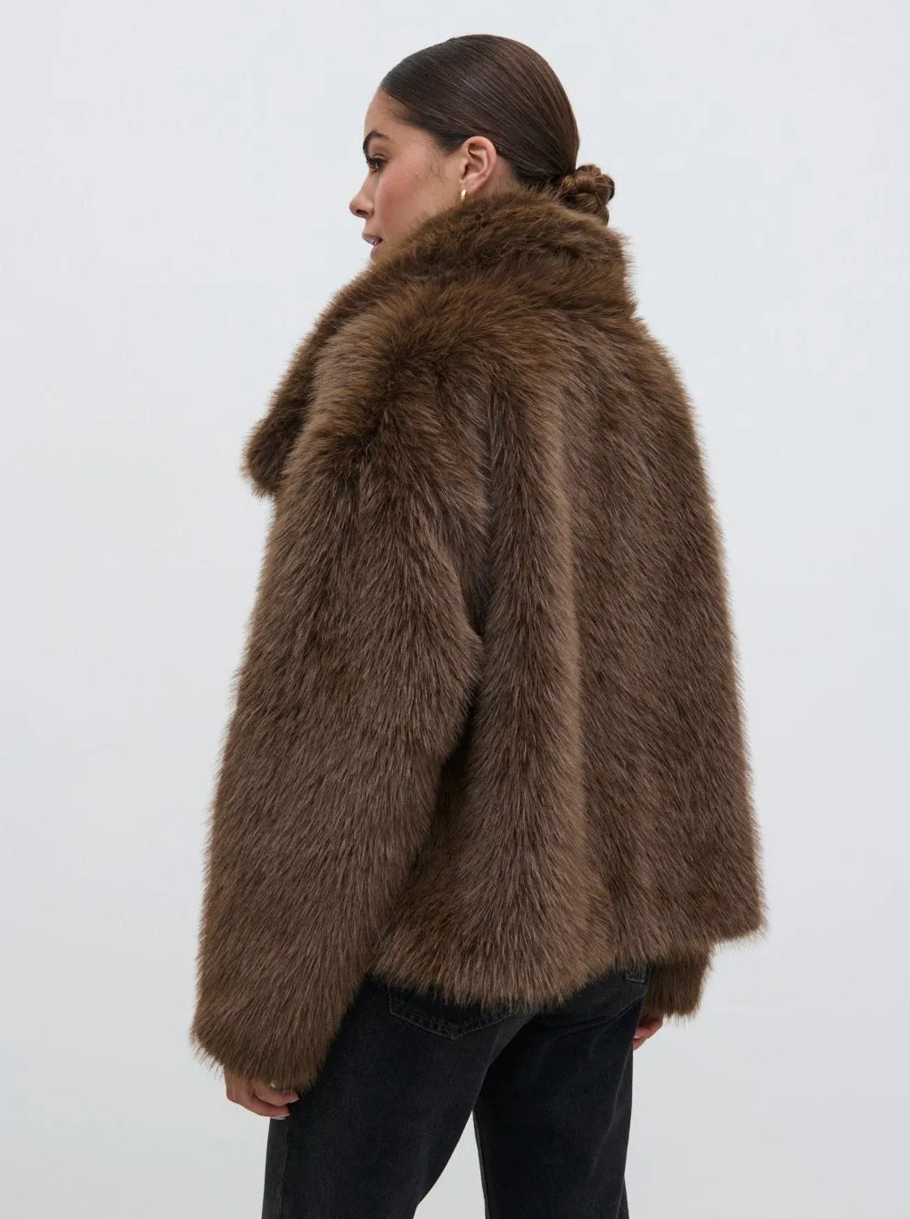 Ettalie Short Faux Fur Coat - Brown