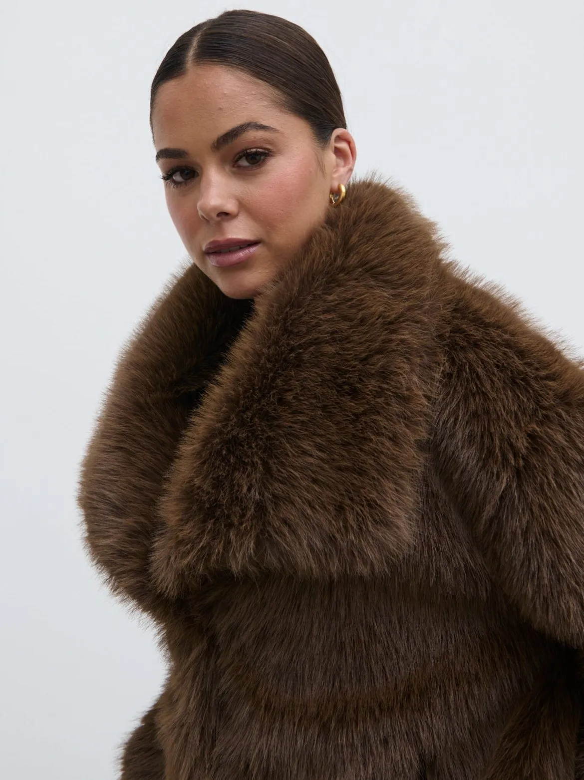 Ettalie Short Faux Fur Coat - Brown