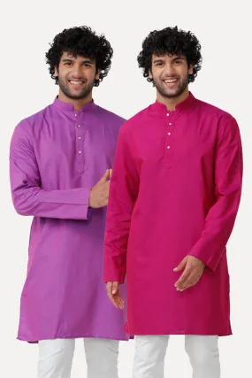 Exotic - Purple and Pink Long Kurta Combo For Men | Uathayam