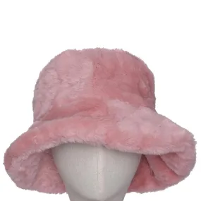 Faux Fur Bucket Hat - Pink