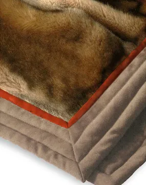 Faux fur throw in gold and brown with taupe loden