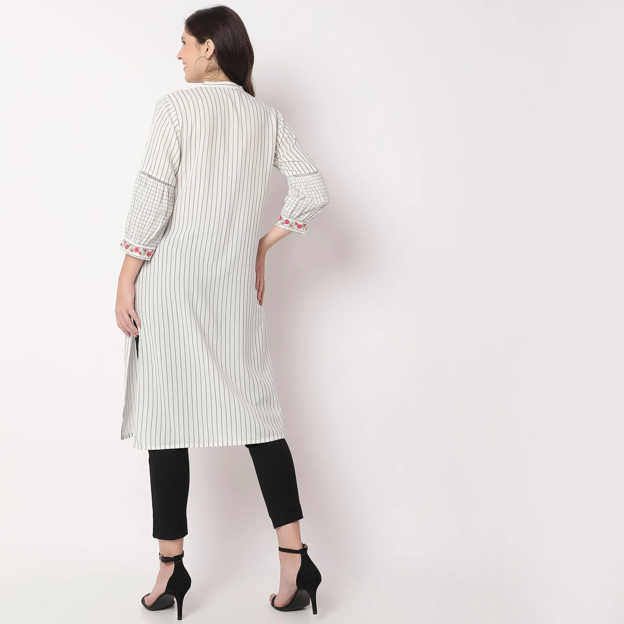 Flare Fit Checkered Kurta