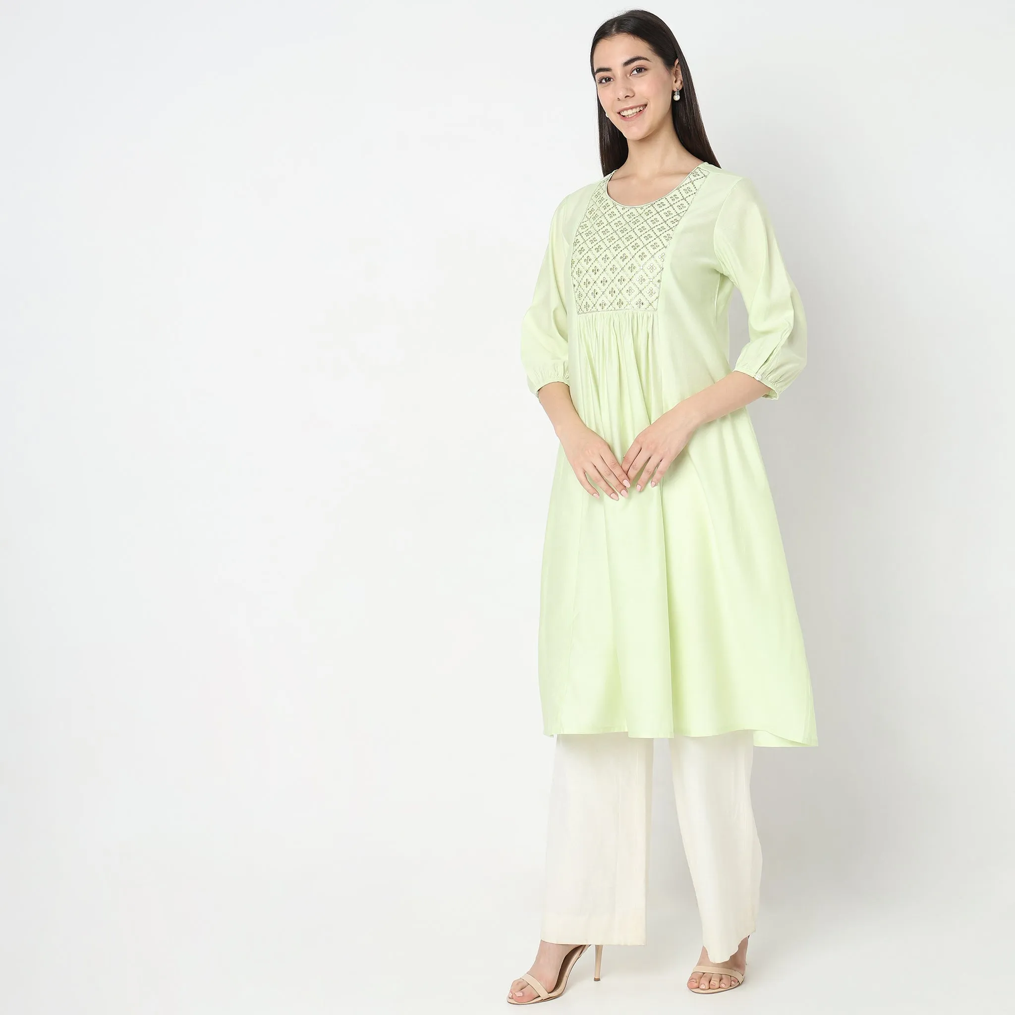 Flare Fit Embellished Kurta