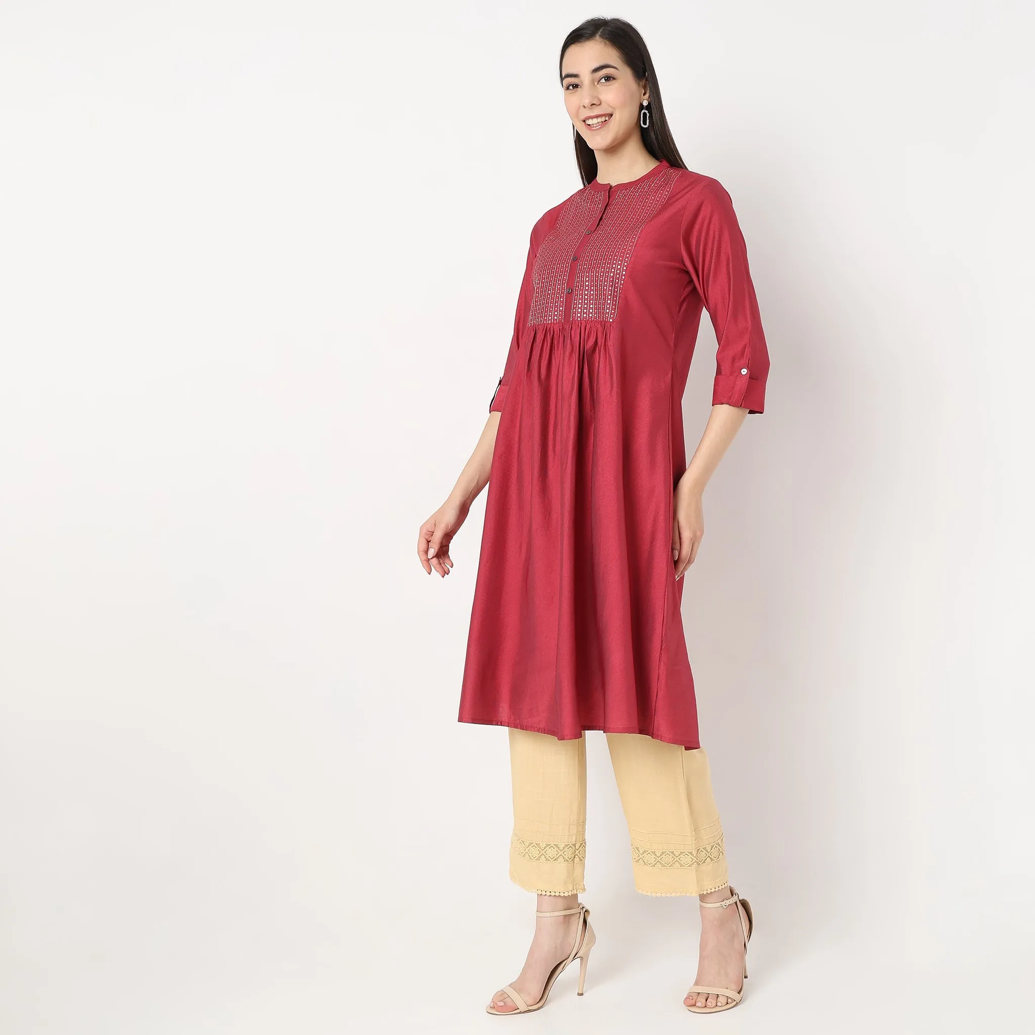 Flare Fit Embellished Kurta