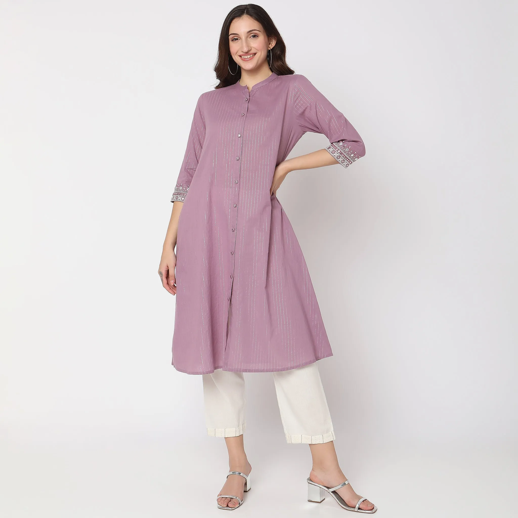 Flare Fit Embellished Kurta