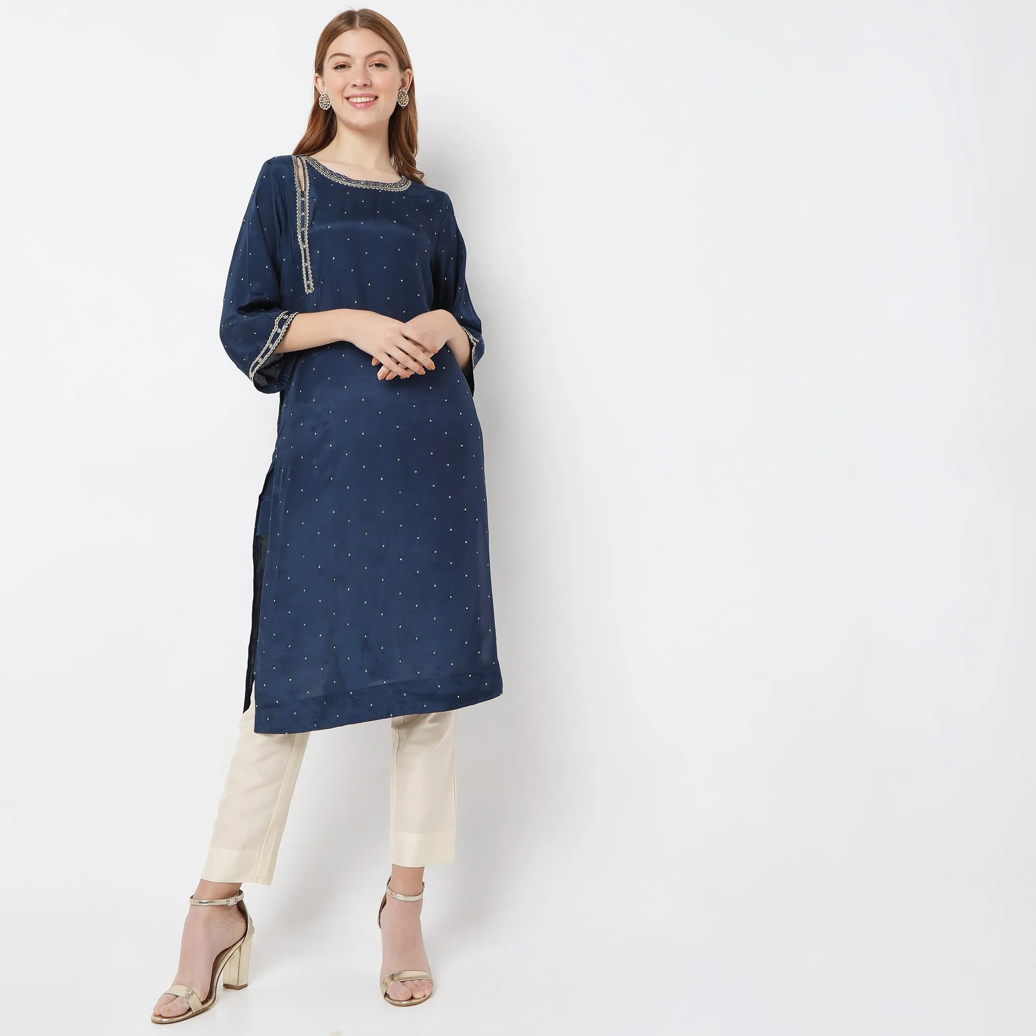 Flare Fit Embellished Kurta