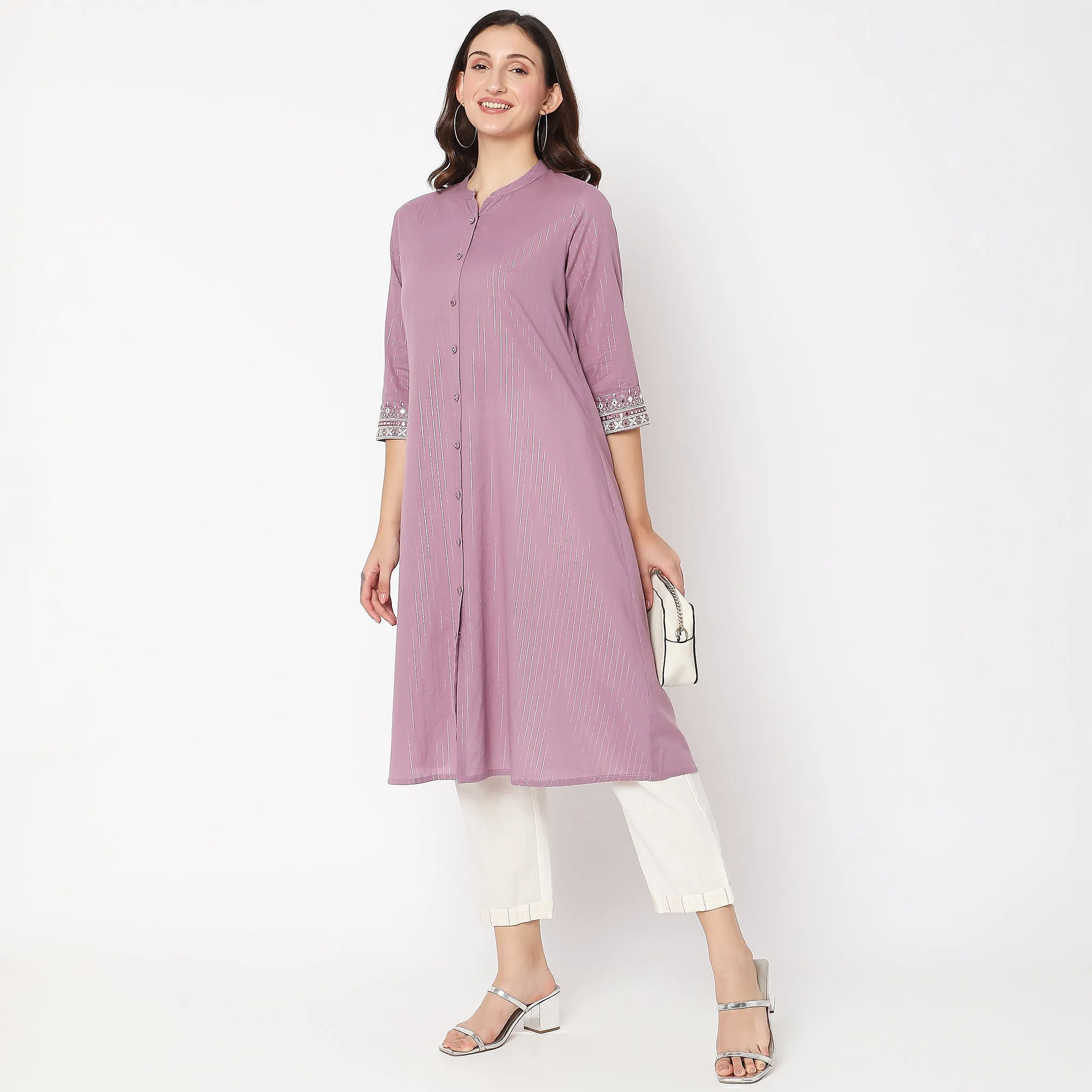 Flare Fit Embellished Kurta