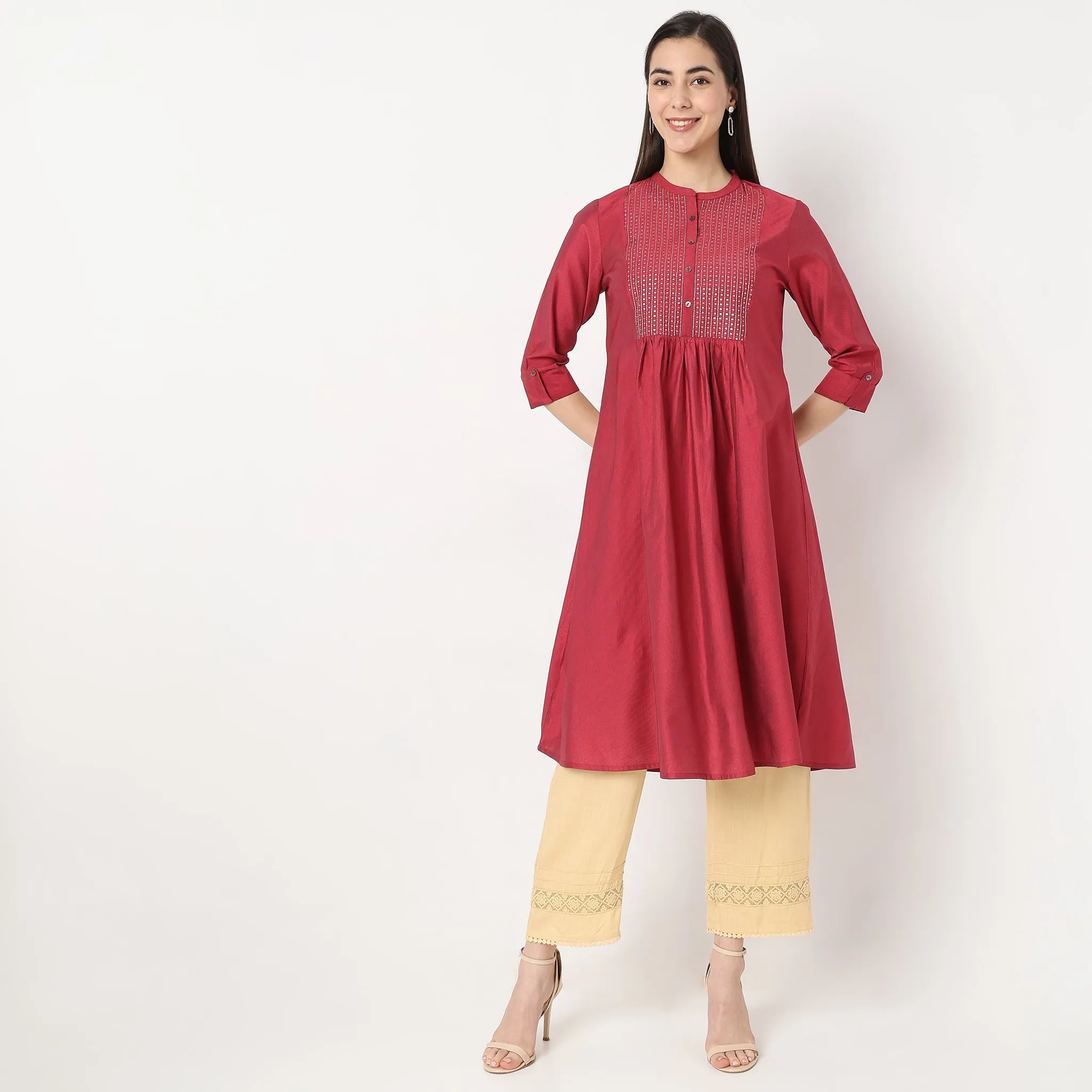 Flare Fit Embellished Kurta