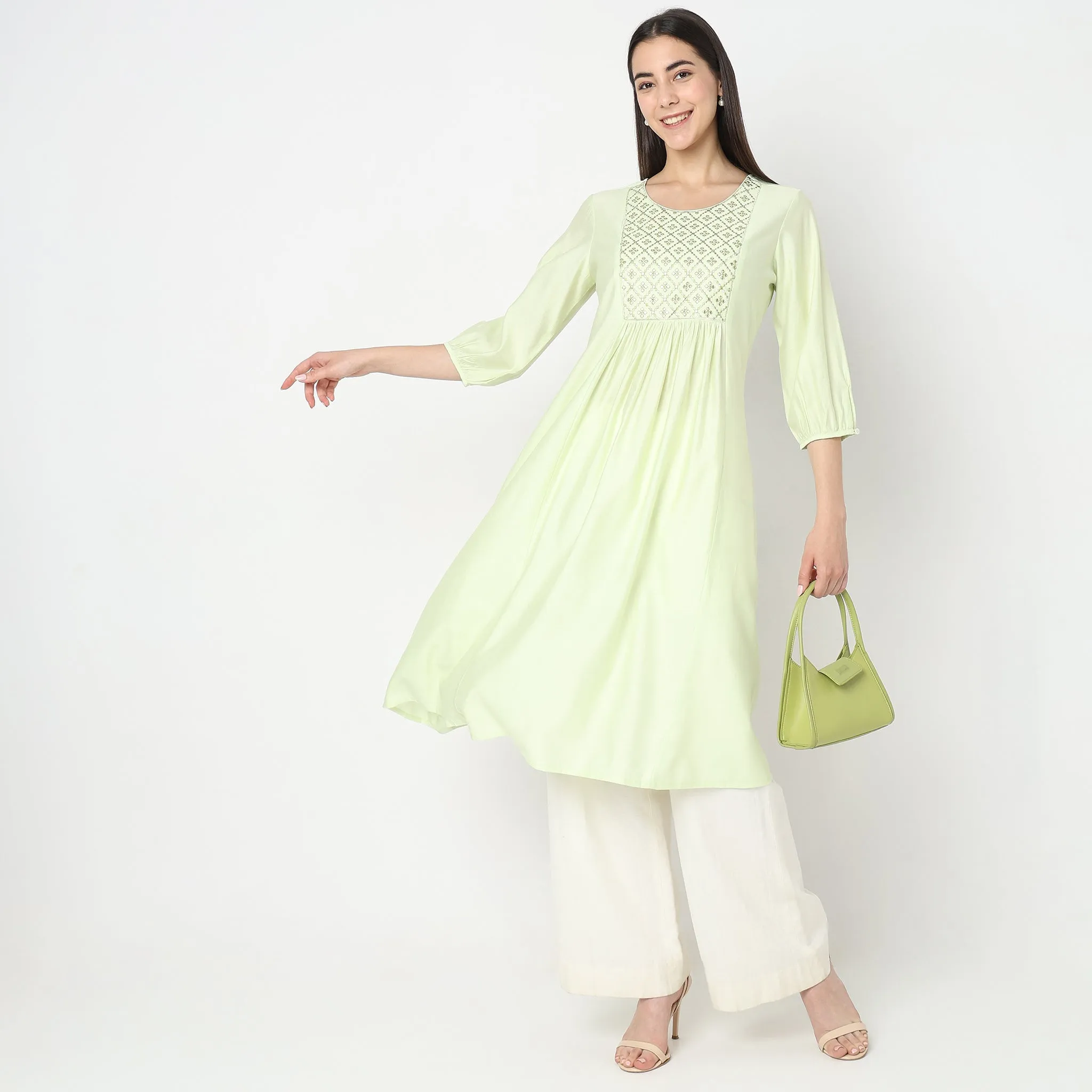 Flare Fit Embellished Kurta