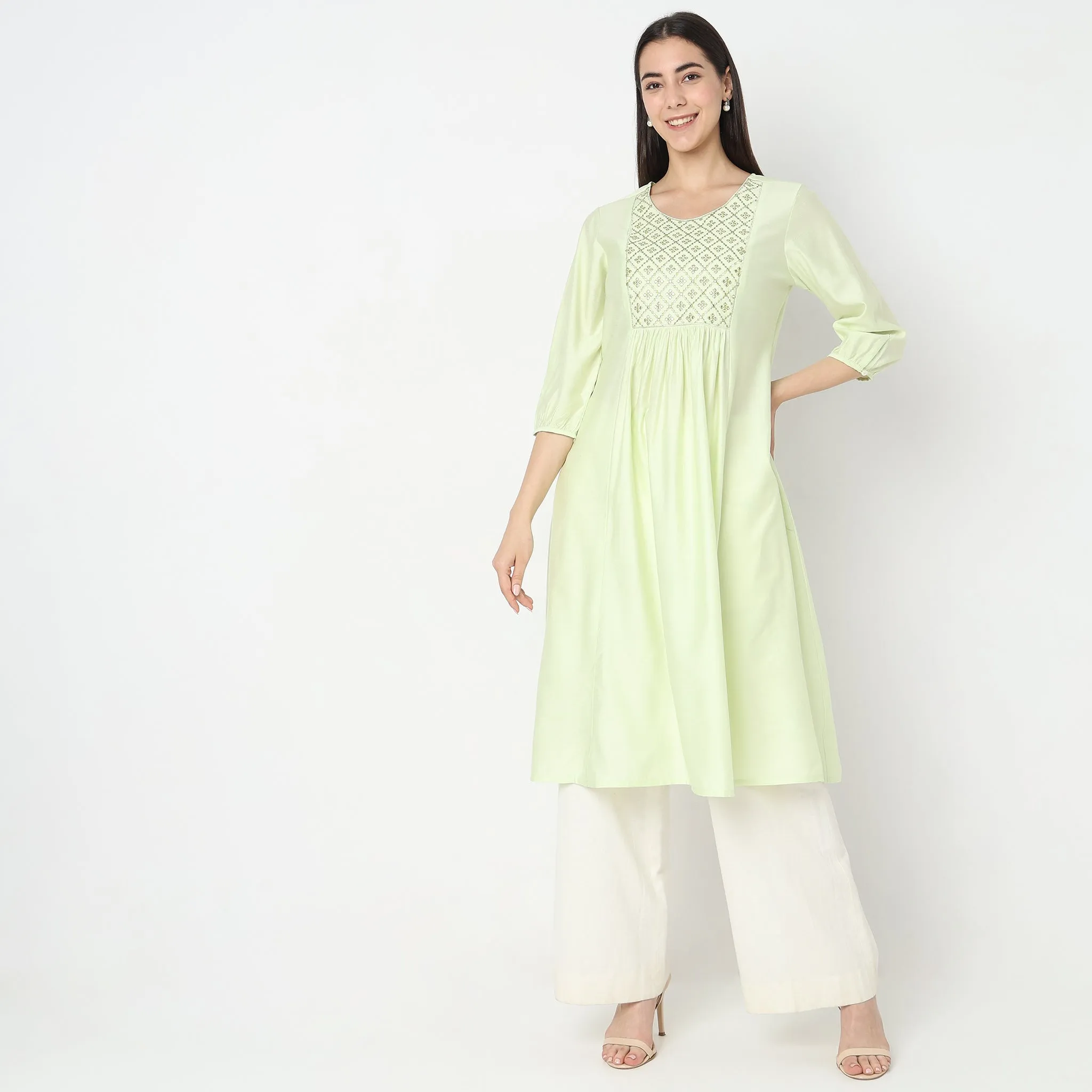 Flare Fit Embellished Kurta