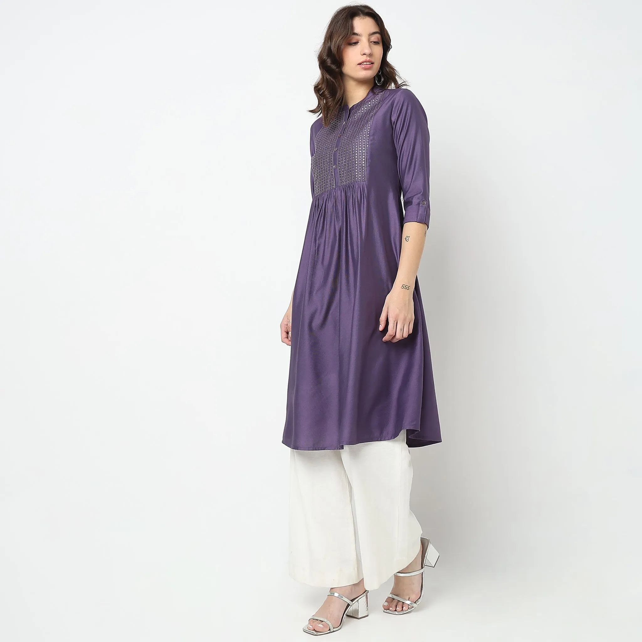 Flare Fit Embellished Kurta