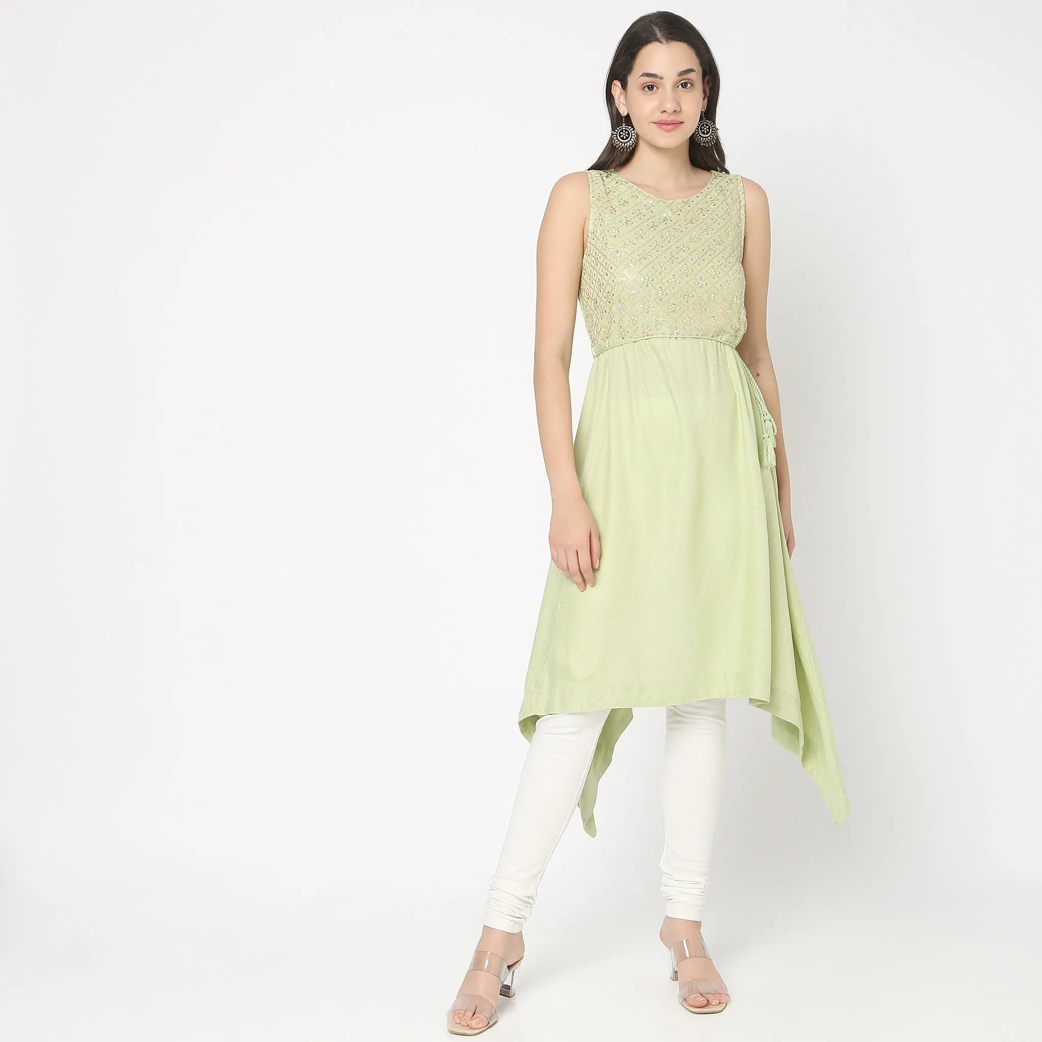 Flare Fit Embellished Kurta