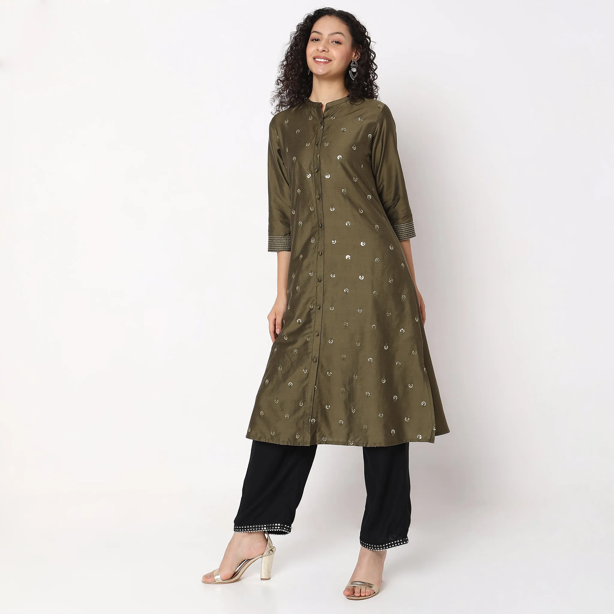 Flare Fit Embellished Kurta