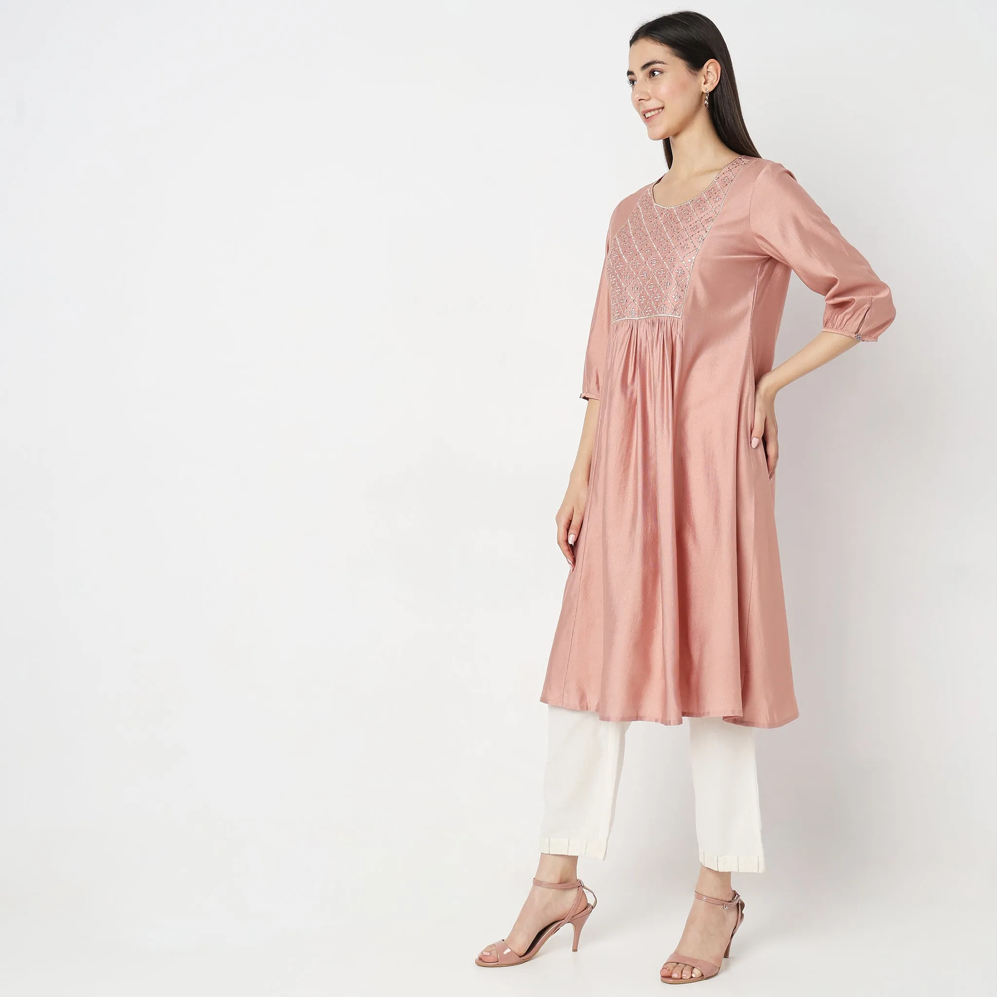 Flare Fit Embellished Kurta