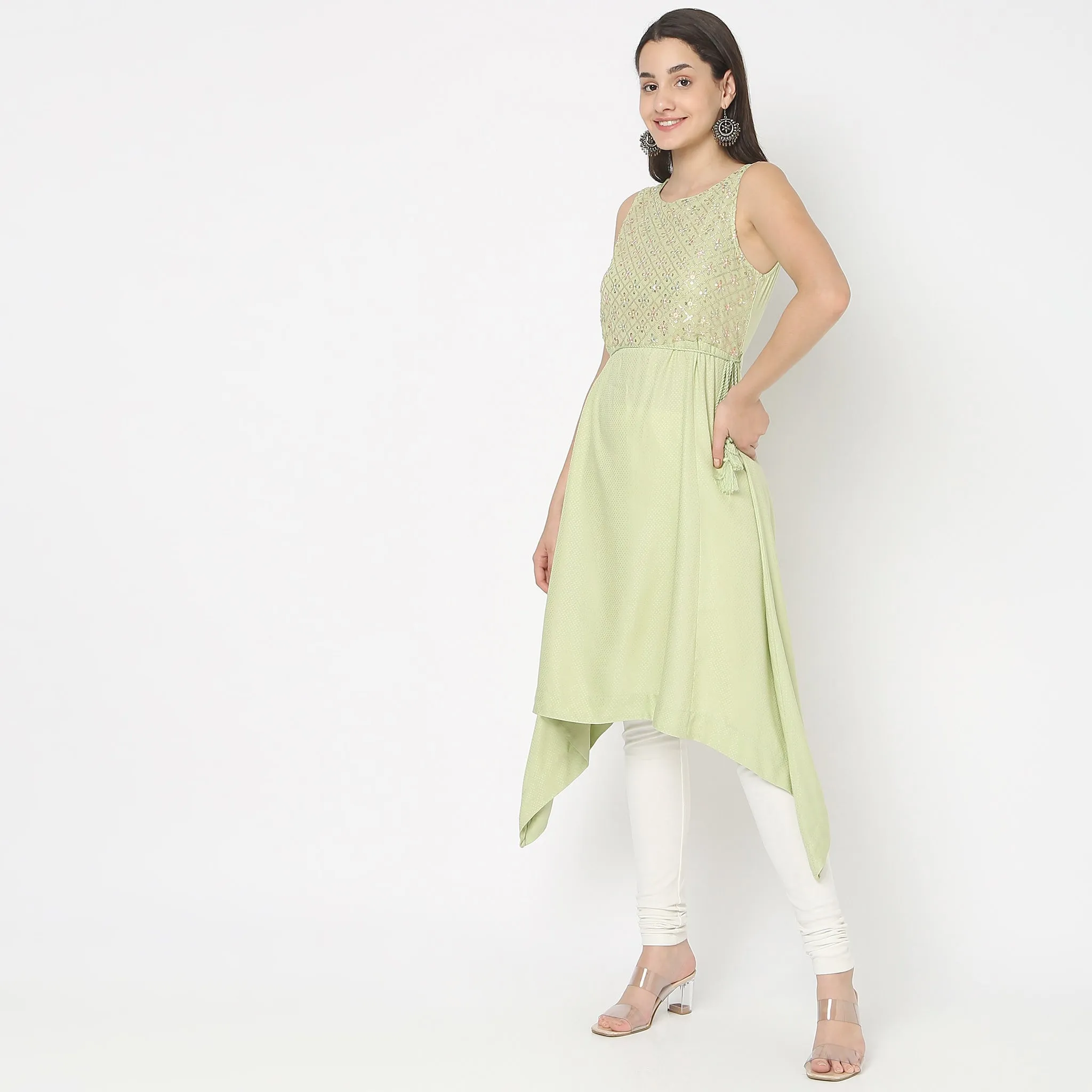 Flare Fit Embellished Kurta