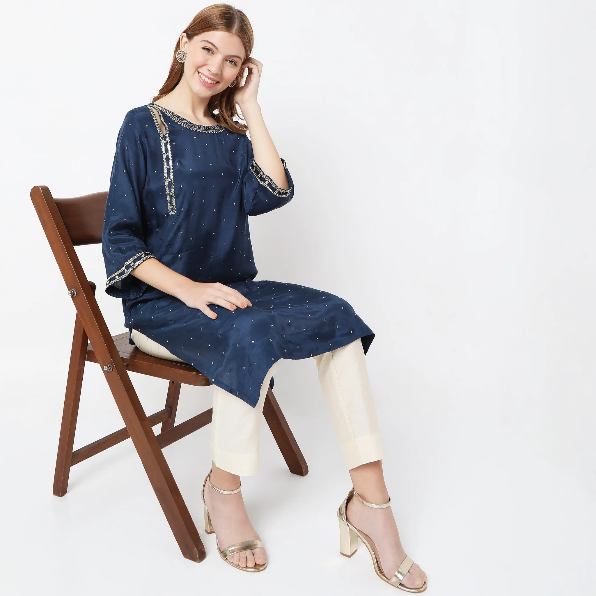 Flare Fit Embellished Kurta