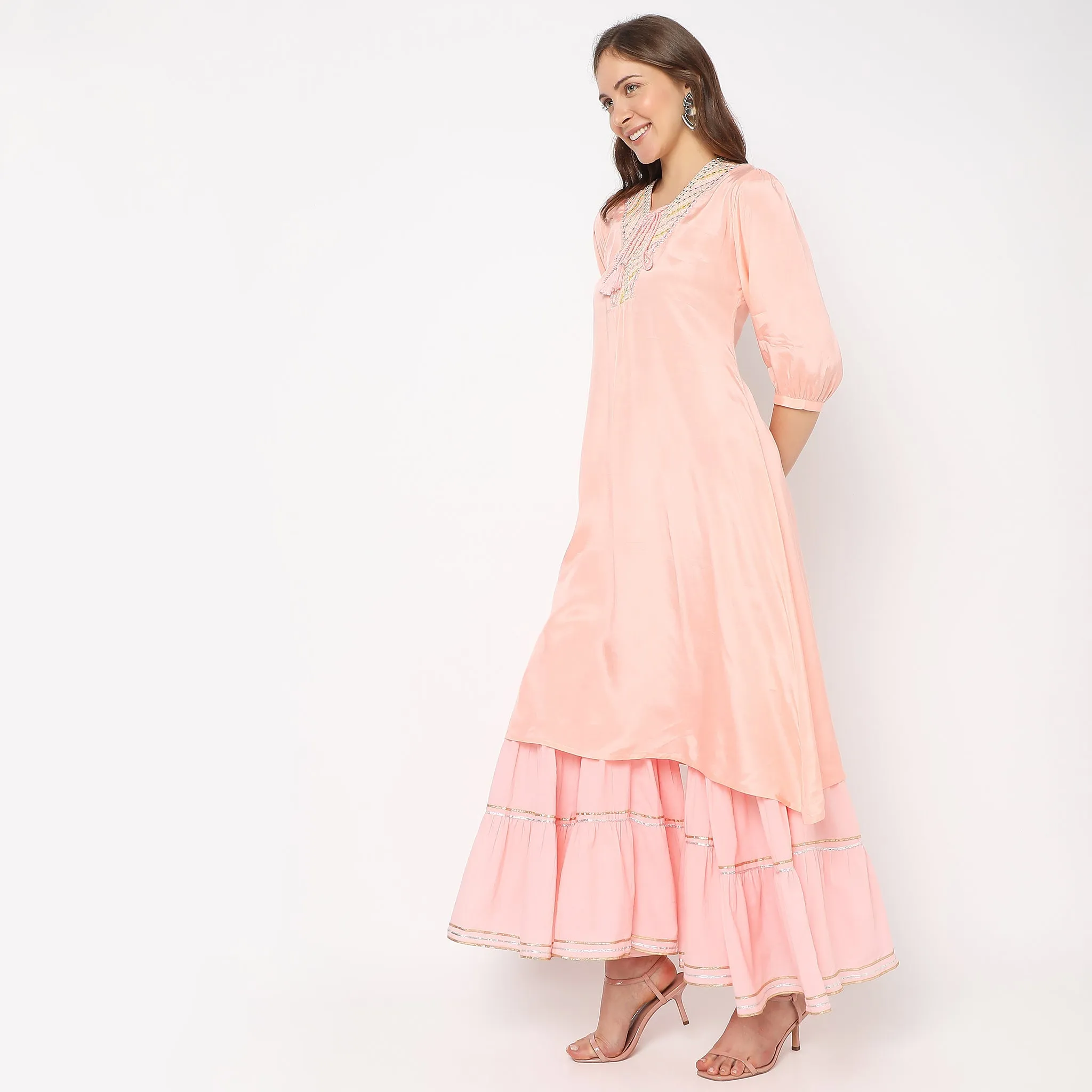 Flare Fit Embellished Kurta