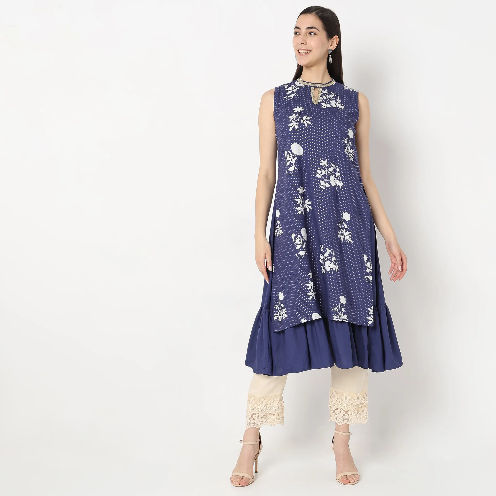 Flare Fit Embellished Kurta