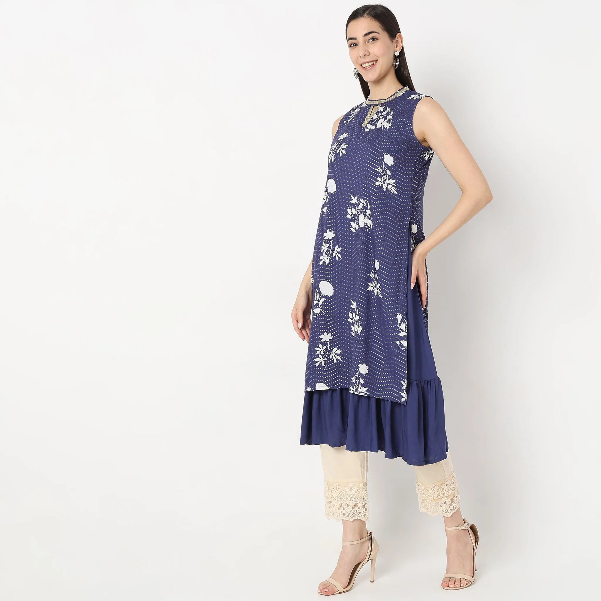 Flare Fit Embellished Kurta