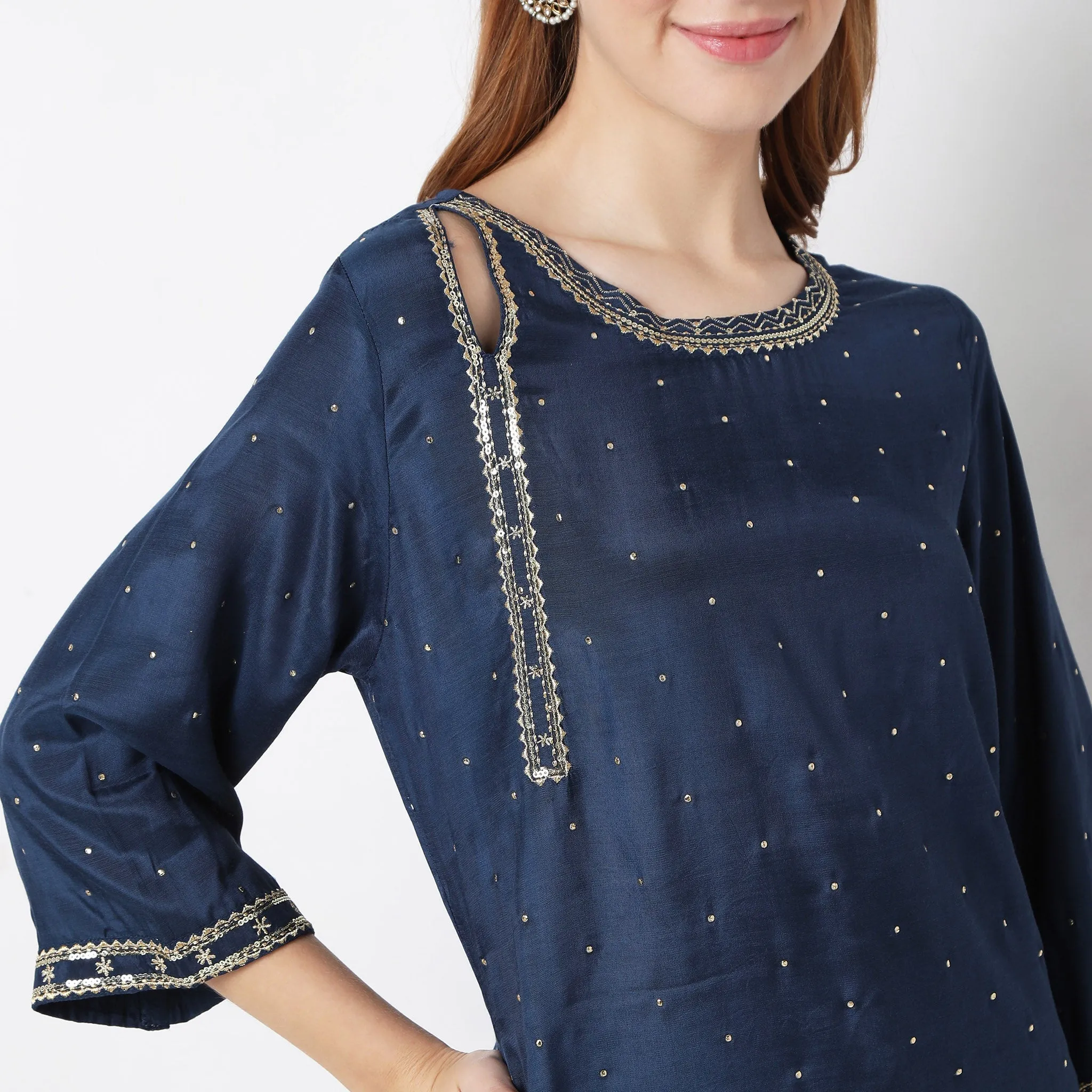 Flare Fit Embellished Kurta