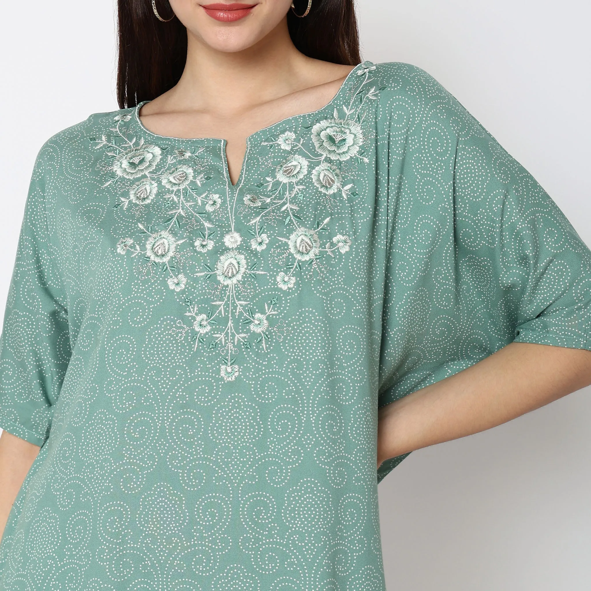 Flare Fit Embroidered Kurta