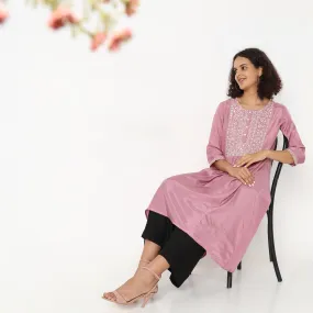 Flare Fit Embroidered Kurta